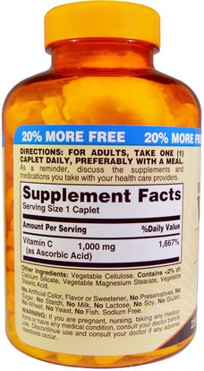 الفيتامينات، فيتامين ج Sundown Naturals, Vitamin C, 1000 mg, 300 Caplets