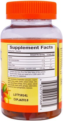 الفيتامينات، فيتامين ج، منتجات حساسة للحرارة Sunkist, Vitamin C, Mixed Fruit Gummies, 125 mg, 60 Gummies