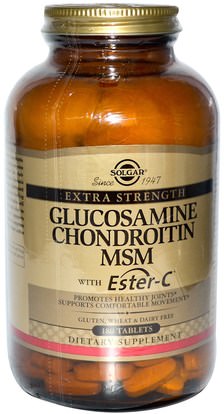 الفيتامينات، فيتامين ج، المكملات الغذائية، الجلوكوزامين Solgar, Glucosamine Chondroitin MSM With Ester-C, 180 Tablets