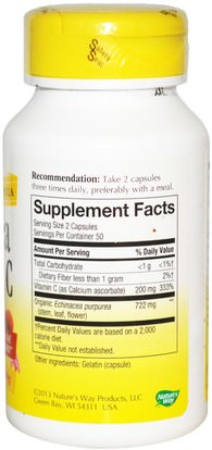 الفيتامينات، فيتامين ج، المكملات الغذائية Natures Way, Echinacea & Vitamin C, 492 mg, 100 Capsules
