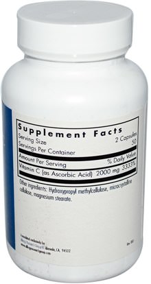 الفيتامينات، وفيتامين ج، وفيتامين ج حمض الاسكوربيك Allergy Research Group, Pure Vitamin C, 100 Veggie Caps