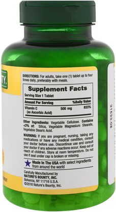 الفيتامينات، وفيتامين ج، وفيتامين ج حمض الاسكوربيك Natures Bounty, Vitamin C, 500 mg, 250 Tablets