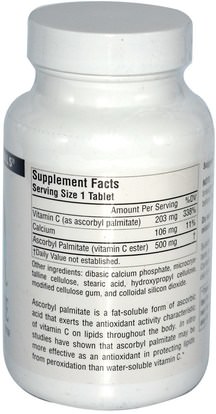 الفيتامينات، فيتامين ج، فيتامين ج أسكوربيل بالميتات (ج استر) Source Naturals, Ascorbyl Palmitate, 500 mg, 90 Tablets