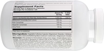 الفيتامينات، فيتامين ج، فيتامين ج مخزنة Solaray, Super Bio C Buffered, 250 Vegetarian Capsules