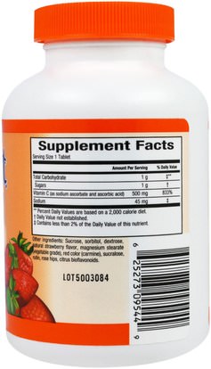 الفيتامينات، فيتامين ج، فيتامين ج مضغ، الصحة، دعم المناعة Sunkist, Vitamin C, Chewable Strawberry, 500 mg, 90 Tablets