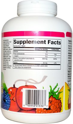 الفيتامينات، فيتامين ج، فيتامين ج مضغ Natural Factors, C 500 mg, Mixed Fruit, 180 Chewable Wafers