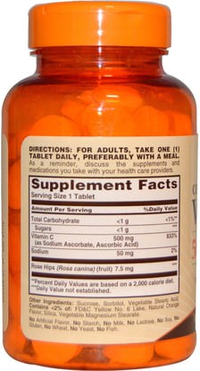 الفيتامينات، فيتامين ج، فيتامين ج مضغ Sundown Naturals, Chewable Vitamin C, Natural Orange Flavor, 500 mg, 100 Tablets