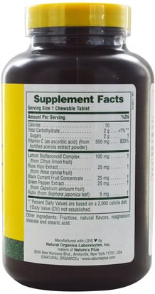 الفيتامينات، فيتامين ج، فيتامين ج مضغ، فيتامين ج أسيرولا Natures Plus, Chewable Acerola-C, Vitamin C with Bioflavonoids, 500 mg, 90 Tablets
