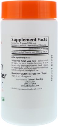 الفيتامينات، وفيتامين ج، وفيتامين ج مسحوق وبلورات، وفيتامين ج حمض الاسكوربيك Doctors Best, Vitamin C Powder, with Quali-C, 8.8 oz (250 g)