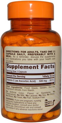 الفيتامينات، فيتامين ج، فيتامين ج الافراج عن الوقت Sundown Naturals, Vitamin C, 500 mg, 90 Capsules
