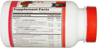 الفيتامينات، فيتامين ج، فيتامين ج الطعام كله Vibrant Health, Super Natural C, Version 3.1, 60 Veggie Caps