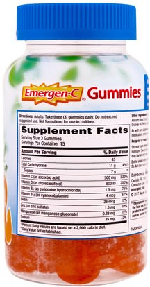 الفيتامينات، فيتامين d3 Emergen-C, Immune Plus with Vitamin D Gummies, Super Orange, 45 Gummies