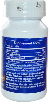 الفيتامينات، فيتامين d3 Enzymatic Therapy, Vitamin D3, Chocolate Flavor, 5,000 IU, 90 Chewable Tablets