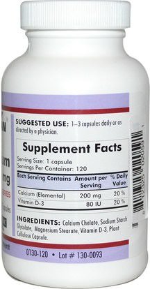الفيتامينات، فيتامين d3 Kirkman Labs, Bio-Max Series, Calcium, 200 mg, 120 Capsules