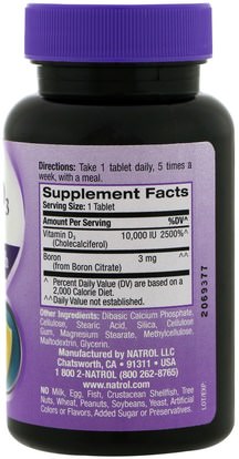 الفيتامينات، فيتامين d3 Natrol, Vitamin D3, 10,000 IU, 60 Tablets