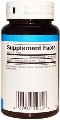 الفيتامينات، فيتامين d3 Natural Factors, Vitamin D3, 1000 IU, 90 Tablets