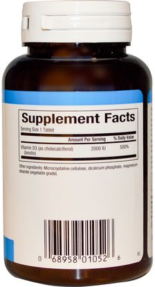 الفيتامينات، فيتامين d3 Natural Factors, Vitamin D3, 2000 IU, 90 Tablets
