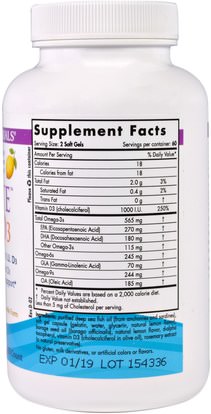 الفيتامينات، فيتامين d3 Nordic Naturals, Complete Omega- D3, Lemon Taste, 1,000 mg, 120 Soft Gels