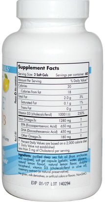 الفيتامينات، فيتامين d3 Nordic Naturals, Ultimate Omega-D3, Lemon, 1000 mg, 120 Soft Gels