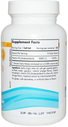 الفيتامينات، فيتامين d3 Nordic Naturals, Vitamin D3 5000, Orange, 120 Soft Gels
