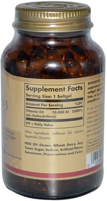 الفيتامينات، فيتامين d3 Solgar, Vitamin D3 (Cholecalciferol), 10,000 IU, 120 Softgels