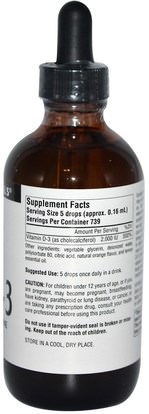 الفيتامينات، فيتامين d3 Source Naturals, Vitamin D-3, 4 fl oz (118.28 ml)