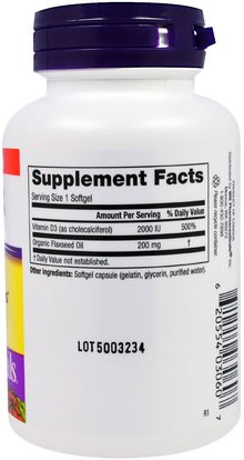 الفيتامينات، فيتامين d3، المكملات الغذائية Webber Naturals, Vitamin D3, 2000 IU, 100 Softgels
