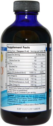 الفيتامينات، فيتامين d3، فيتامين d3 السائل Nordic Naturals, Omega-3D, Purified Fish Oil with Vitamin D3, Lemon, 8 fl oz (237 ml)