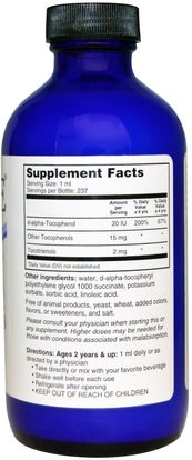 الفيتامينات، فيتامين e A.C. Grace Company, Aqua-E, Water-Soluble Vitamin E with Tocopherols + Tocotrienols, 8 fl oz (237 ml)