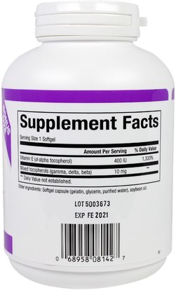 الفيتامينات، فيتامين e Natural Factors, Mixed E, 400 IU, 240 Softgels