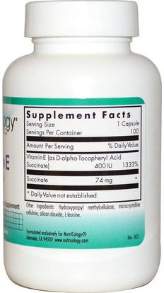 الفيتامينات، فيتامين e Nutricology, Vitamin E, Succinate, 100 Veggie Caps