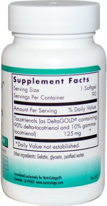 الفيتامينات، فيتامين e، فيتامين e توكوترينولز Nutricology, Delta-Fraction Tocotrienols, 125 mg, 90 Softgels