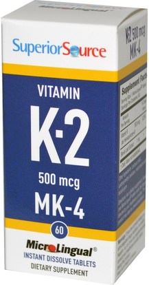 الفيتامينات، فيتامين k Superior Source, Vitamin K-2, 500 mcg, 60 MicroLingual Instant Dissolve Tablets