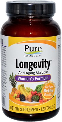 الفيتامينات، النساء الفيتامينات، مكافحة الشيخوخة Pure Essence, Longevity, Anti-Aging Multiple, Womens Formula, 120 Tablets