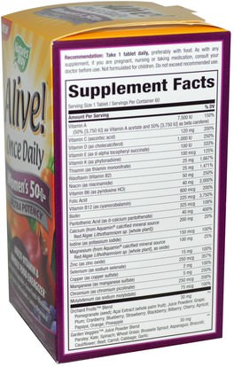 الفيتامينات، النساء الفيتامينات Natures Way, Alive! Once Daily, Womens 50+ Multi-Vitamin, 60 Tablets