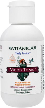 Vitanica, Mood Tonic, Peach Flavor, 2 oz (59 ml) ,والصحة، ومكافحة الإجهاد المزاج الدعم