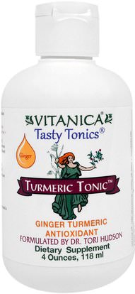 Vitanica, Turmeric Tonic, Ginger, 4 oz (118 ml) ,المكملات الغذائية، مضادات الأكسدة، الكركمين، الكركم