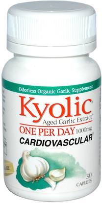 Wakunaga - Kyolic, Aged Garlic Extract, One Per Day, Cardiovascular, 1000 mg, 30 Caplets ,Herb-sa