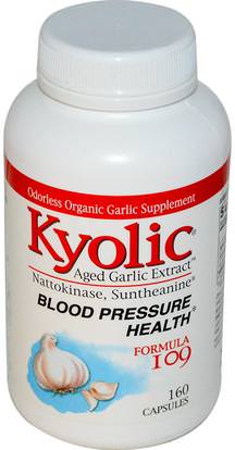 Wakunaga - Kyolic, Aged Garlic Extract, Blood Pressure Health, Formula 109, 160 Capsules ,المكملات الغذائية، المضادات الحيوية، الثوم، الصحة، ضغط الدم