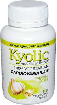 Wakunaga - Kyolic, Aged Garlic Extract, Cardiovascular Formula 100, 100 Veggie Caps ,المكملات الغذائية، المضادات الحيوية، الثوم