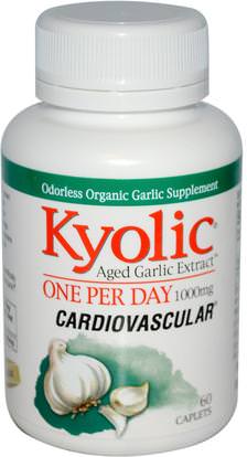 Wakunaga - Kyolic, Aged Garlic Extract, One Per Day, Cardiovascular, 1000 mg, 60 Caplets ,Herb-sa