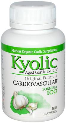 Wakunaga - Kyolic, Aged Garlic Extract, Cardiovascular, Formula, 100 Capsules ,المكملات الغذائية، المضادات الحيوية، الثوم، الصحة، القلب القلب والأوعية الدموية، دعم القلب
