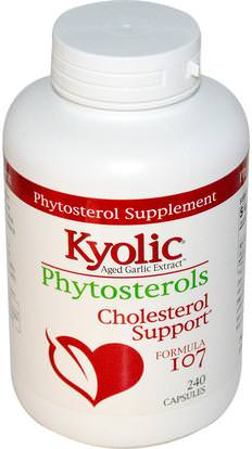 Wakunaga - Kyolic, Aged Garlic Extract Phytosterols, Cholesterol Support Formula 107, 240 Capsules ,المكملات الغذائية، المضادات الحيوية، الثوم
