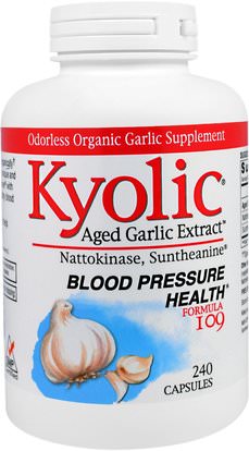 Wakunaga - Kyolic, Aged Garlic Extract, Blood Pressure Health, Formula 109, 240 Capsules ,والمكملات الغذائية، والصحة، وضغط الدم