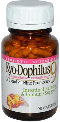 Wakunaga - Kyolic, Kyo-Dophilus 9, Intestinal Balance & Immune Support, 90 Capsules ,المكملات الغذائية، البروبيوتيك، استقرت البروبيوتيك