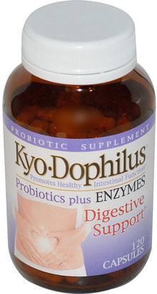Wakunaga - Kyolic, Kyo Dophilus, Probiotics Plus Enzymes, 120 Capsules ,المكملات الغذائية، الإنزيمات الهاضمة، البروبيوتيك، استقرت البروبيوتيك
