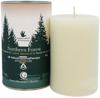 Way Out Wax, Green Mountain Collection, Pillar Candle, Northern Forest, One 2.75 x 4 Candle ,حمام، الجمال، الشمعات