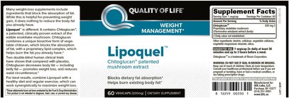 وفقدان الوزن، والنظام الغذائي، وحرق الدهون، والفطر الطبية، كبسولات الفطر Quality of Life Labs, Lipoquel, Weight Management, 200 mg, 60 Veggie Caps