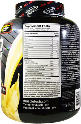 وفقدان الوزن، والنظام الغذائي، مسليتيك نيترو التكنولوجيا Muscletech, Nitro Tech, Ripped, Ultimate Protein + Weight Loss Formula, French Vanilla Swirl, 4.00 lbs (1.81 kg)