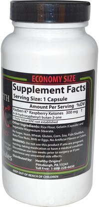 وفقدان الوزن، والنظام الغذائي، كيتونات التوت Healthy Origins, Razberi-K, Raspberry Ketones, 300 mg, 180 Capsules